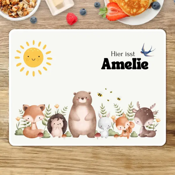 Tischset Kinder - Waldtiere mit Sonne
